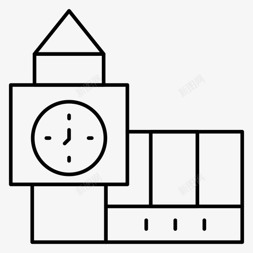 钟楼建筑物地标图标svg_新图网 https://ixintu.com 图标 地标 地点 建筑物 房地产 细线 钟楼