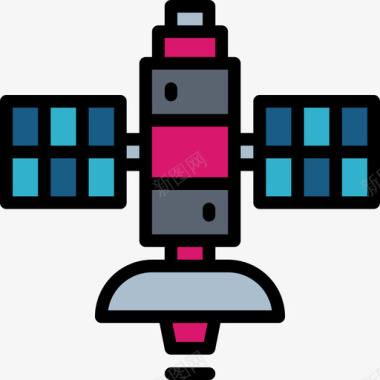 卫星机器人机器3线性颜色图标图标