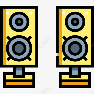 扬声器电子37线性彩色图标图标