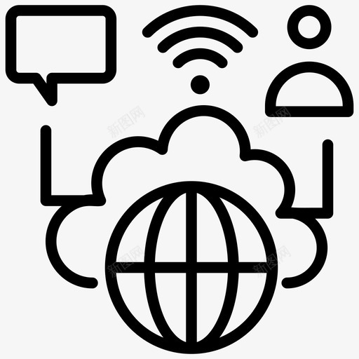全球服务云计算云托管图标svg_新图网 https://ixintu.com 云托管 云计算 云计算线图标收集 全球数据传输 全球服务 在线服务