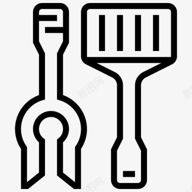 烧烤工具叉子抹刀图标图标