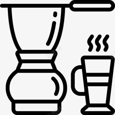线性咖啡壶咖啡厅图标图标