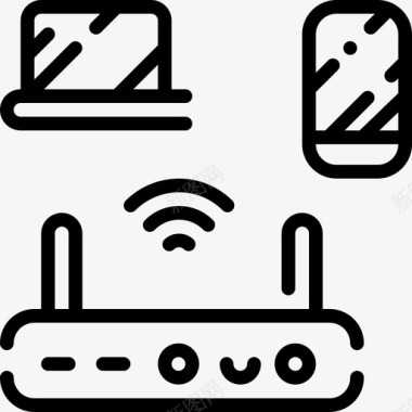 调制解调器家用电子线性图标图标