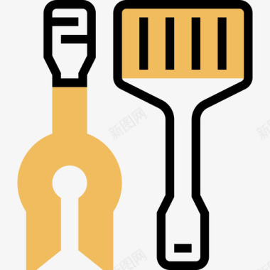 工具烧烤和烧烤4黄色阴影图标图标