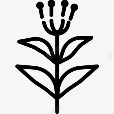 丁香草本植物3线状图标图标