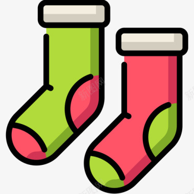 袜子圣诞202线性颜色图标图标