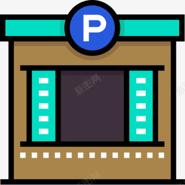 停车场停车场19线性颜色图标图标