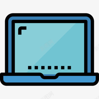 笔记本电脑计算机技术5线性彩色图标图标