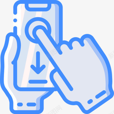 智能手机5号手蓝色图标图标