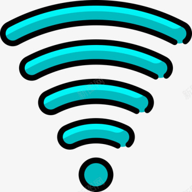 Wifi信号商场购物中心7线性颜色图标图标