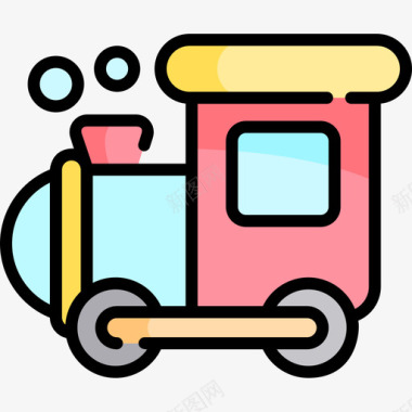 玩具火车婴儿淋浴5线性颜色图标图标