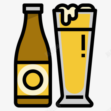 啤酒啤酒22线性颜色图标图标