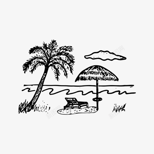 海滩海边夏季图标svg_新图网 https://ixintu.com 夏季 度假 手绘 旅游 海滩 海边