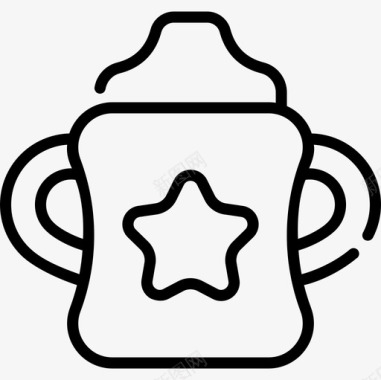 婴儿奶瓶婴儿淋浴7线性图标图标