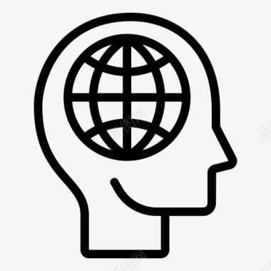 全球思维领导国际化图标图标