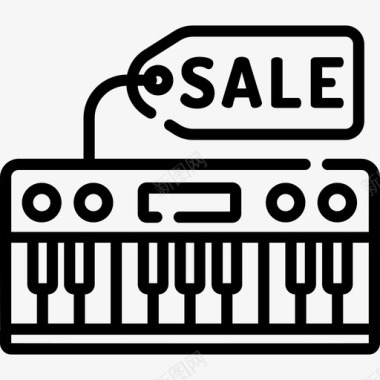 键盘音乐商店15线性图标图标