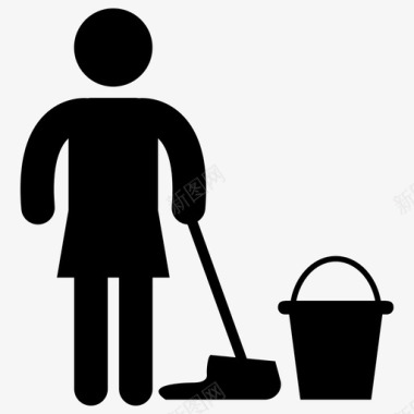 扫地家庭清洁家务活图标图标