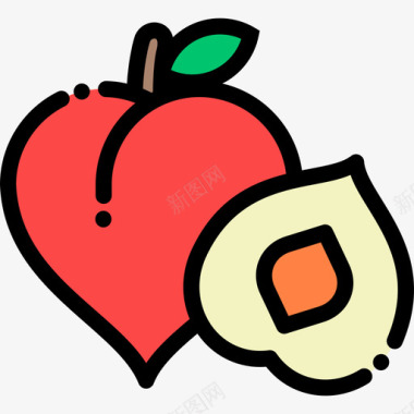 桃子水果蔬菜9线形颜色图标图标