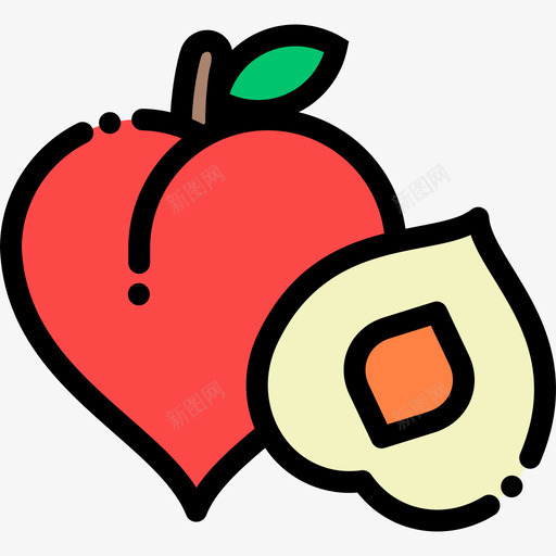桃子水果蔬菜9线形颜色图标svg_新图网 https://ixintu.com 桃子 水果 线形 蔬菜 颜色