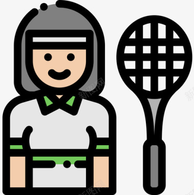 网球运动员体育头像10线性颜色图标图标