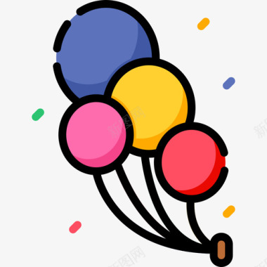 气球游行6线性颜色图标图标