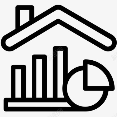 房屋市场商业增长图标图标