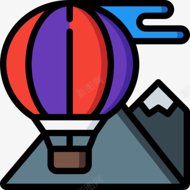 热气球旅行138线性颜色图标图标