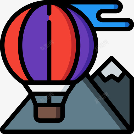 热气球旅行138线性颜色图标svg_新图网 https://ixintu.com 旅行 热气球 线性 颜色