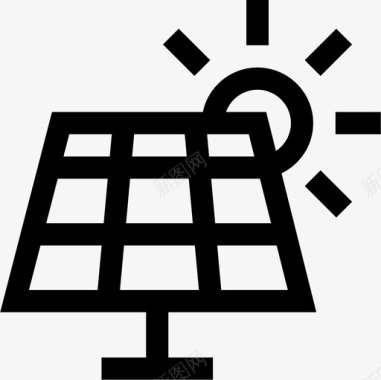 太阳能电池板荷兰3线性图标图标