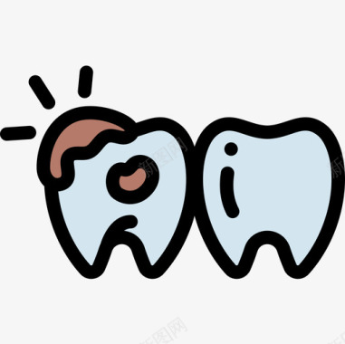 牙菌斑牙医19线形颜色图标图标