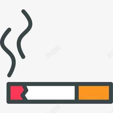 香烟烟草2线性颜色图标图标