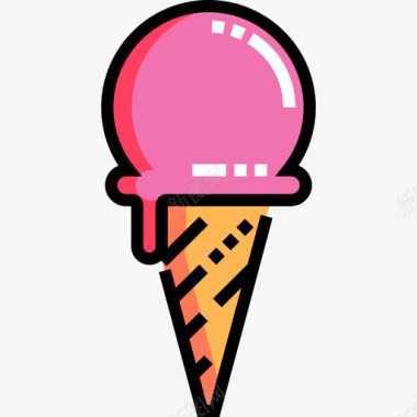 冰淇淋水上乐园14线性颜色图标图标