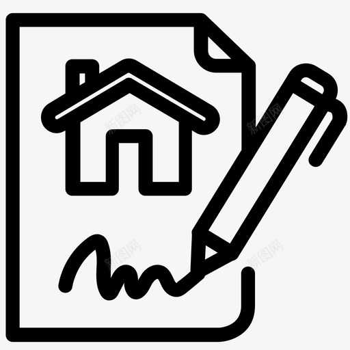 签合同房子房产图标svg_新图网 https://ixintu.com 房产 房地产概要 房子 租金 签合同