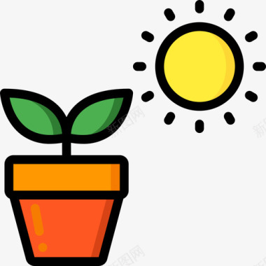 植物盆栽自然49线形颜色图标图标