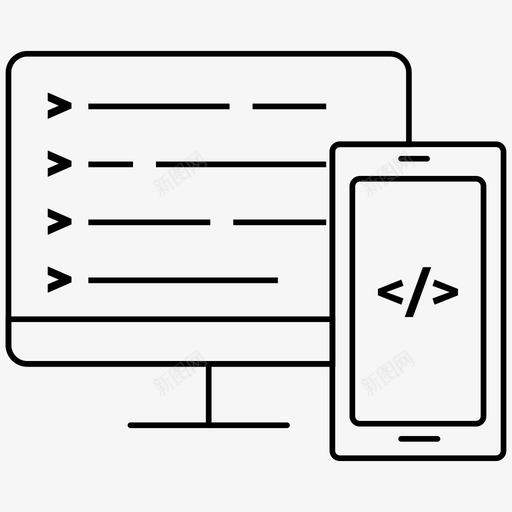 程序自适应计算机图标svg_新图网 https://ixintu.com 响应 工作 故事 敏捷 用户 程序 笔划 自适 计算机 轮廓 适应