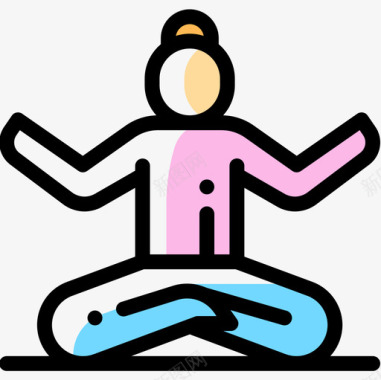 冥想瑜伽3色彩省略图标图标