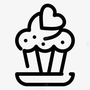 纸杯蛋糕食物爱情图标图标