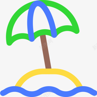 太阳伞巴西嘉年华9线性颜色图标图标