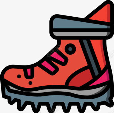 靴子探险运动16线性颜色图标图标