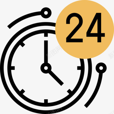 24小时客户支持5黄色阴影图标图标