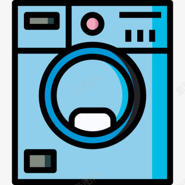 洗衣机家具和家用30线性颜色图标图标