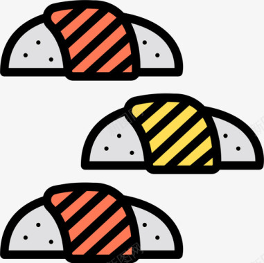 寿司街头食品原色图标图标