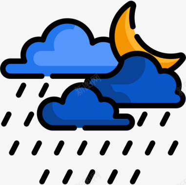 下雨195号天气线性颜色图标图标