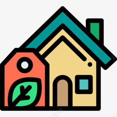 住宅温室4线性颜色图标图标
