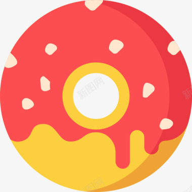 甜甜圈快餐44扁平图标图标