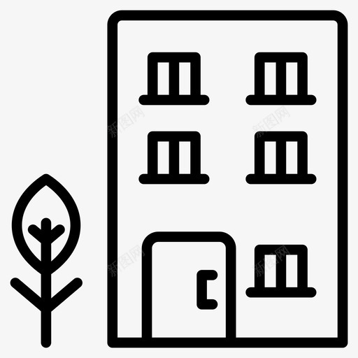 房子建筑物地标图标svg_新图网 https://ixintu.com 图标 地标 建筑物 房地产 房子 标线