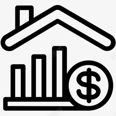 房屋市场增长价格图标图标