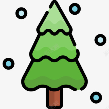 松树圣诞169线形颜色图标图标