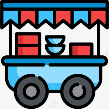 食品车水上乐园7线性颜色图标图标