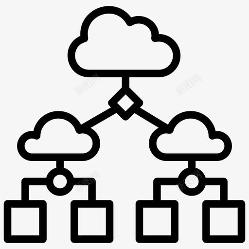 云共享存储云计算云数据图标svg_新图网 https://ixintu.com 云计算 共享 图标 存储 托管 数据 服务 线图